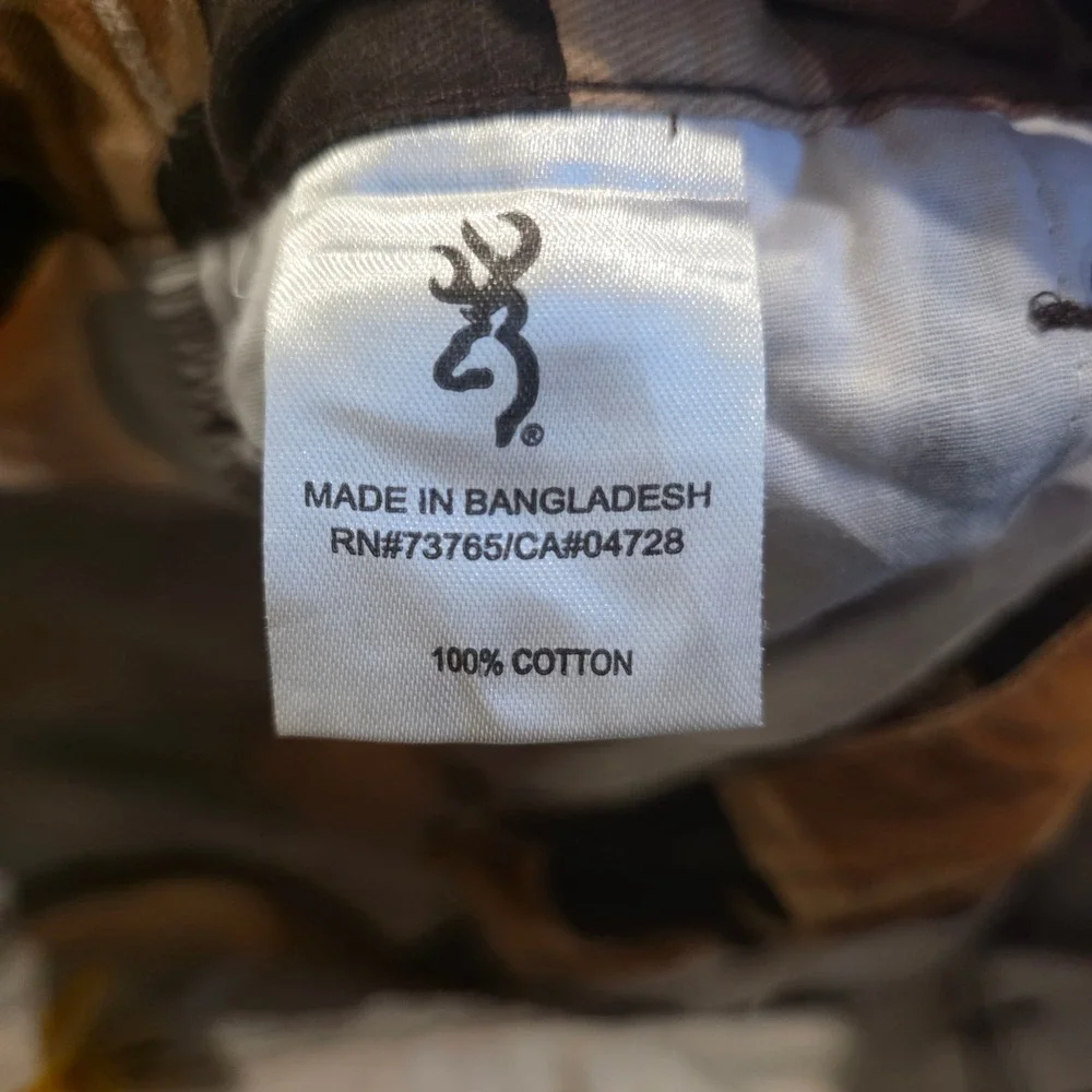 Browning Wasatch Camo Cargo Pants Mens S 30x31 Duck Brown Tan Cotton Hunting